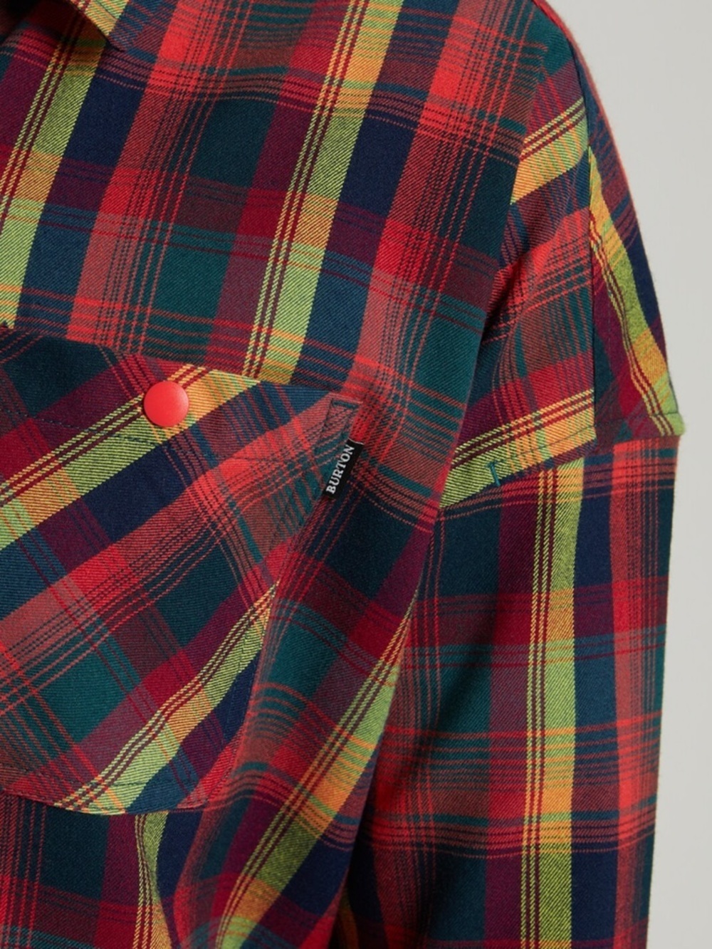 Burton Men's Plaid Long-Sleeve Button-Up Shirt - Red/Green/Yellow - Picture 3 of 10